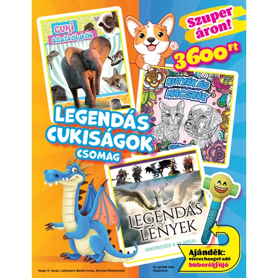 Legendás cukiságok könyvcsomag - Vicces hangot adó buborékfújóval