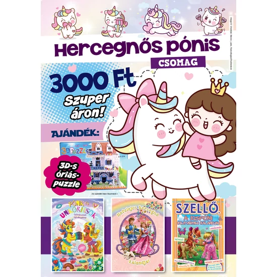Hercegnõs pónis könyvcsomag - 3D-s óriás puzzle-el