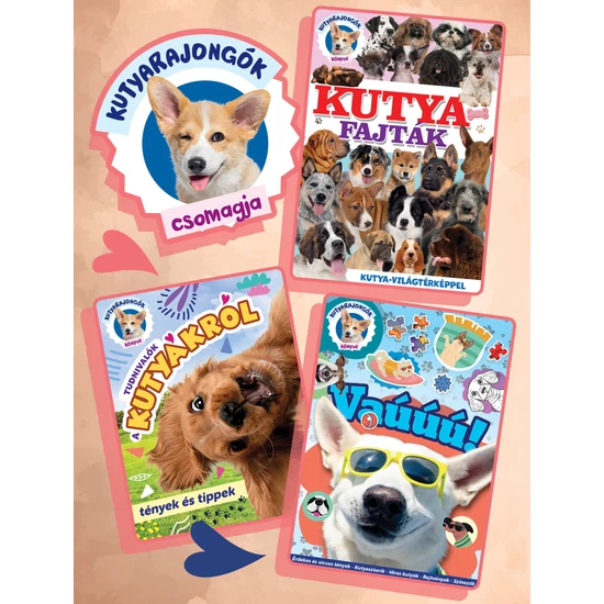 Kutyarajongók csomagja - Cuki nyomkodós kutyussal és szívecskés nyaklánccal